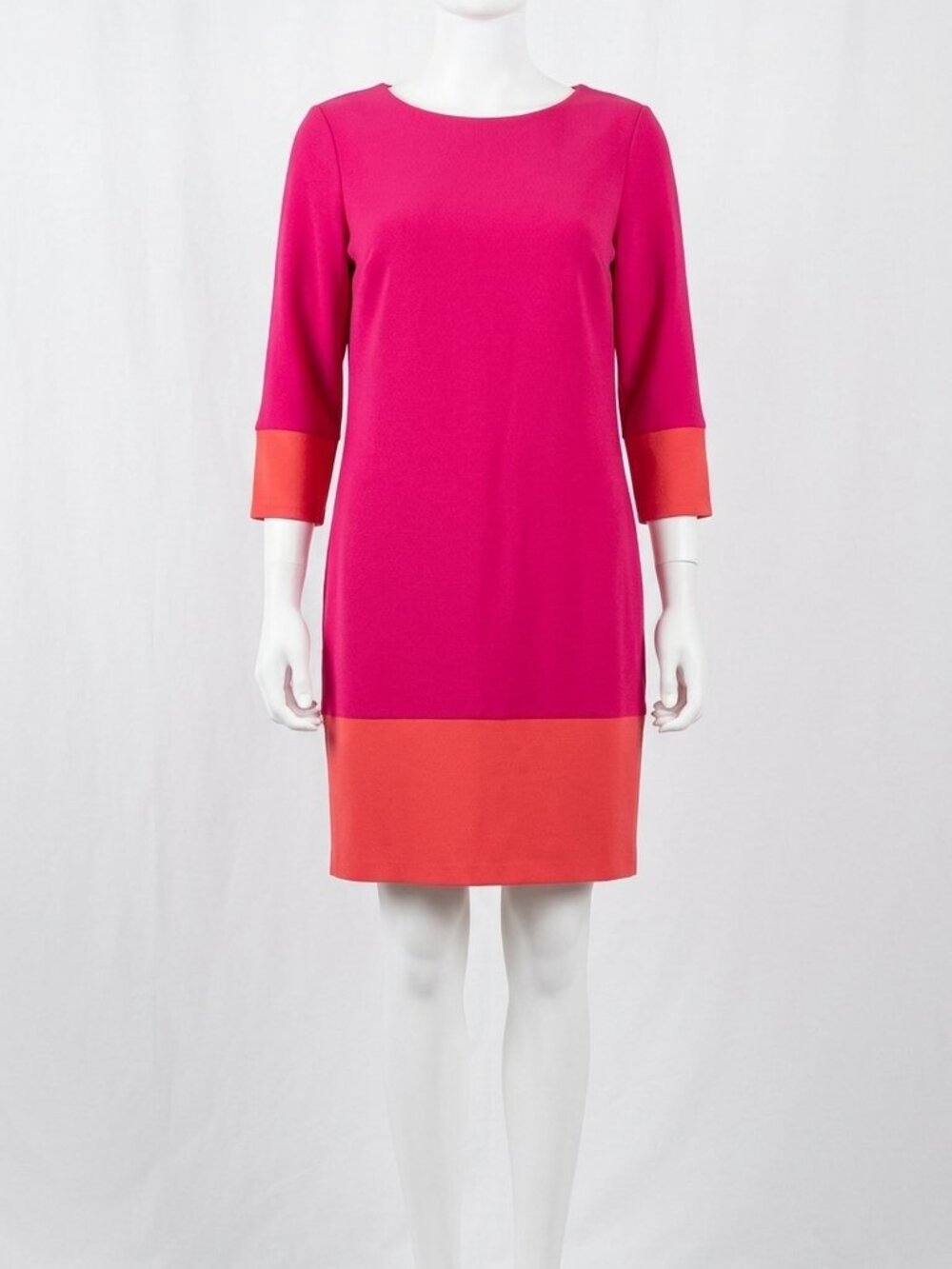 NWOT Chico's Black Label Magenta Pink Orange Colorblock Midi Dress Sz L/12